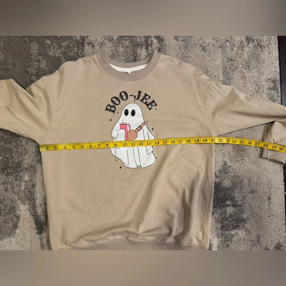 Source Unknown Tan Dog Sweater with Ghost Design